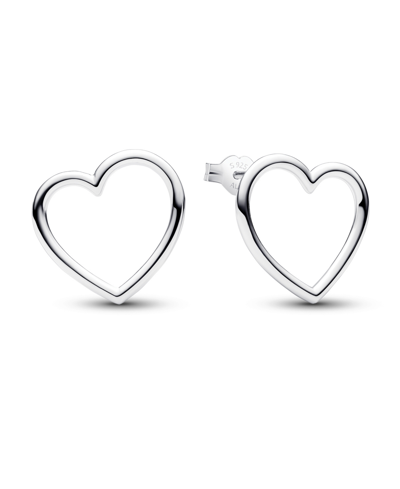 Shop Pandora Sterling Silver Stud Heart Earrings