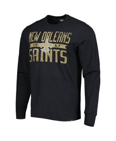 Shop 47 Brand Men's ' Black Distressed New Orleans Saints Brand Wide Out Franklin Long Sleeve T-shirt
