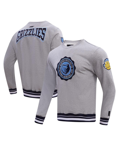 Pro Standard Heather Gray Memphis Grizzlies Crest Emblem Pullover Sweatshirt In Heather Gray
