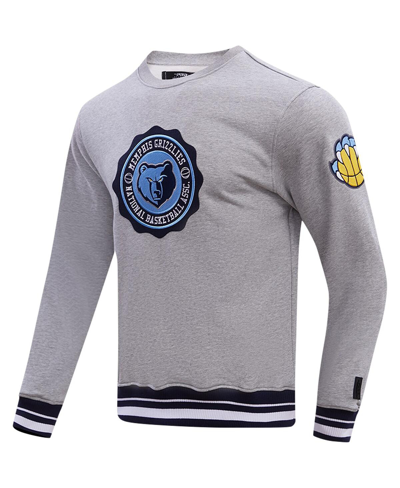 Pro Standard Heather Gray Memphis Grizzlies Crest Emblem Pullover Sweatshirt In Heather Gray
