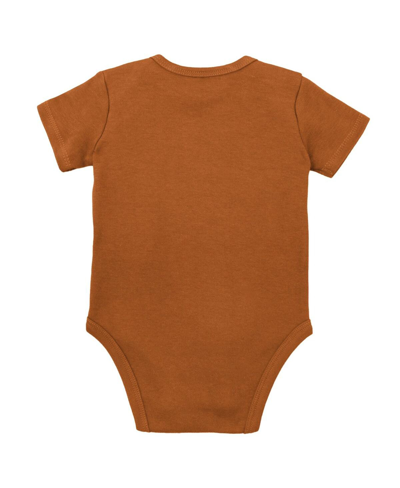 Shop Mitchell & Ness Infant Boys And Girls  Orange, Heather Gray Texas Longhorns 3-pack Bodysuit, Bib And  In Orange,heather Gray