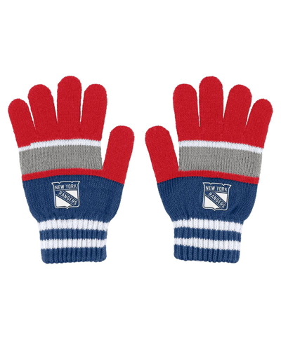 Wear By Erin Andrews Women's  New York Rangers Stripe Glove And Scarf Set In Red,navy