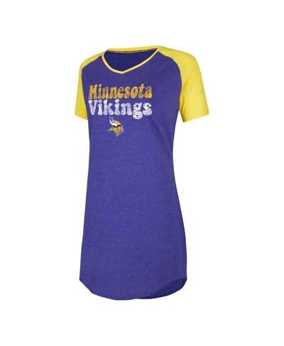 Shop Concepts Sport Women's  Purple, Gold Distressed Minnesota Vikings Raglan V-neck Nightshirt In Purple,gold