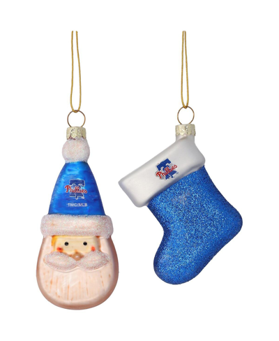 Shop Memory Company Philadelphia Phillies Two-pack Santa And Stocking Blown Glass Ornament Set In Multi