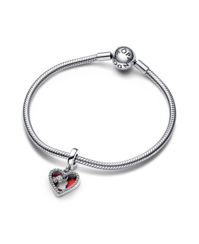 Pandora Sterling Silver Padlock Heart Double Dangle Charm In Silver