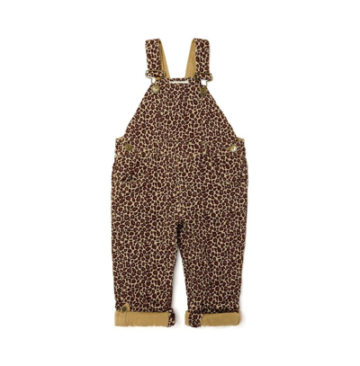 Shop Dotty Dungarees Leopard Print Overalls In Multi