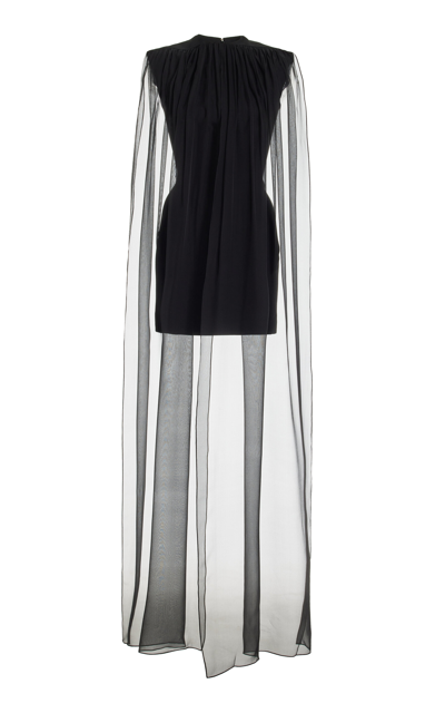 Shop Burc Akyol Veiled Wool-blend Crepe Mini Dress In Black