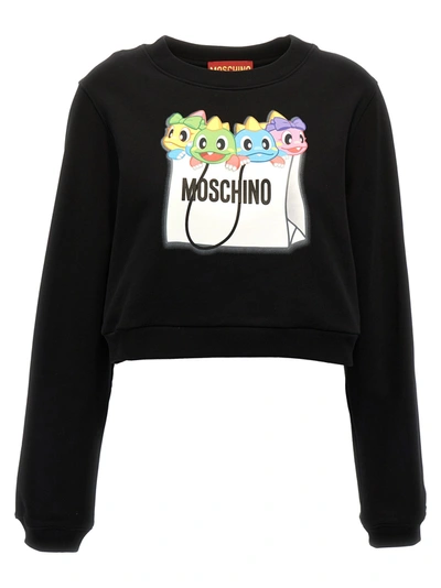 Shop Moschino Bubble Bobble Sweatshirt In Black