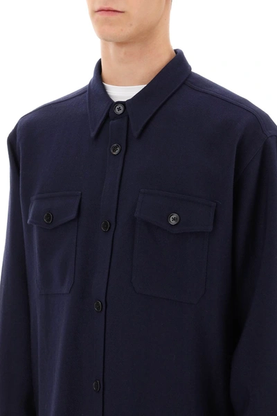 Shop Ami Alexandre Mattiussi Wool Cavalry Overshirt In Blue