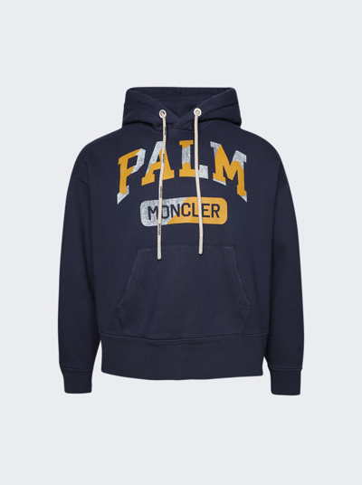 Shop Moncler X Palm Angels Hoodie Sweater In Dark Blue