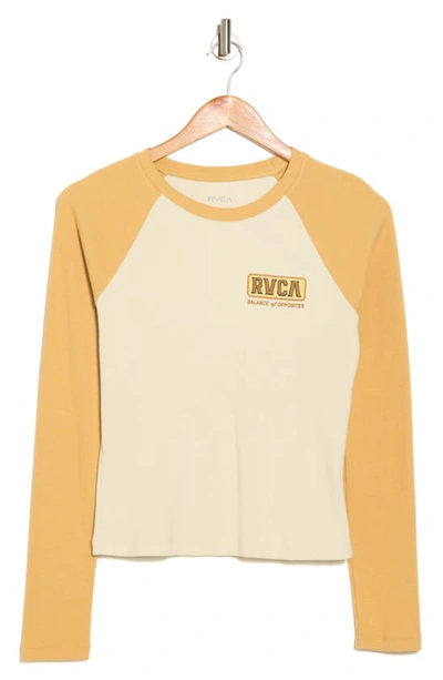 Shop Rvca Workerwear Long Sleeve Raglan T-shirt In Latte