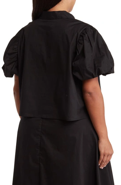 By Design Abigail Poplin Stretch Cotton Top In Black