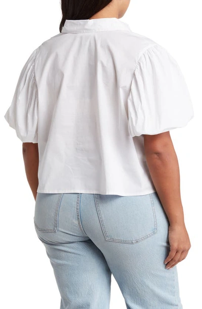 By Design Abigail Poplin Stretch Cotton Top In White
