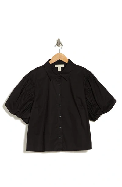 By Design Abigail Poplin Stretch Cotton Top In Black