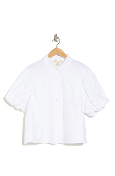 By Design Abigail Poplin Stretch Cotton Top In White