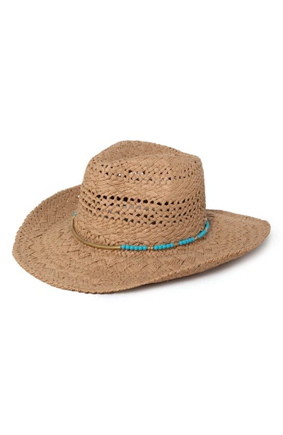 Shop David & Young Beaded Cowboy Hat In Natural