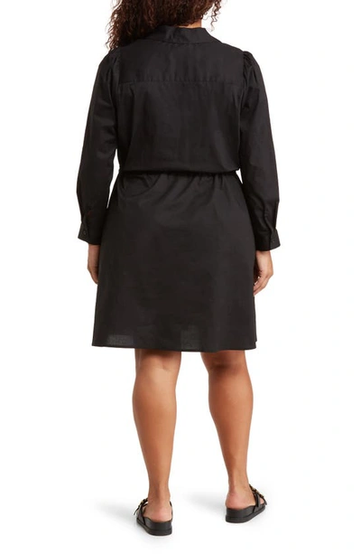 Shop By Design Adira Long Sleeve Poplin Midi Shirtdress In Black