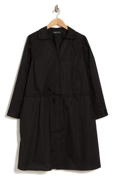 Shop By Design Adira Long Sleeve Poplin Midi Shirtdress In Black
