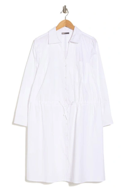 Shop By Design Adira Long Sleeve Poplin Midi Shirtdress In Bright White