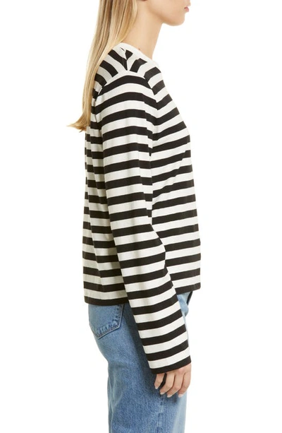 & Other Stories Stripe Long Sleeve Cotton Knit Top In Beige/ White Stripe
