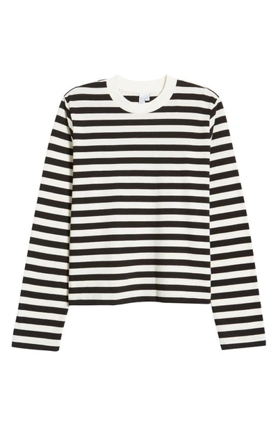 & Other Stories Stripe Long Sleeve Cotton Knit Top In Beige/ White Stripe