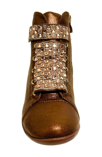 Shop Lady Couture Rock Embellished Metallic Wedge Sneaker In Bronze