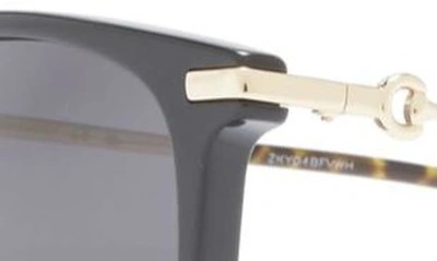 Shop Gucci 56mm Square Sunglasses In Black Gold Grey