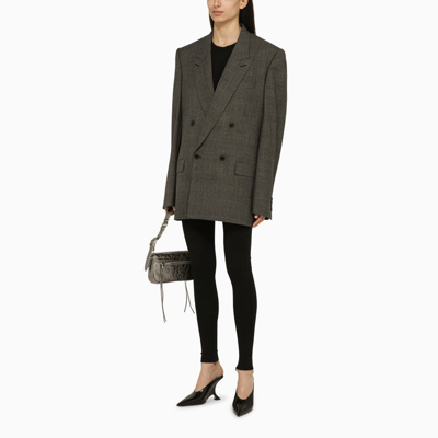 Shop Balenciaga Prince Of Wales Double-breasted Jacket In Wool Women In Black