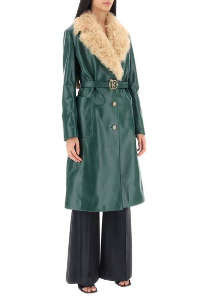 Shop Bally Leather And Shearling Coat Women In Green