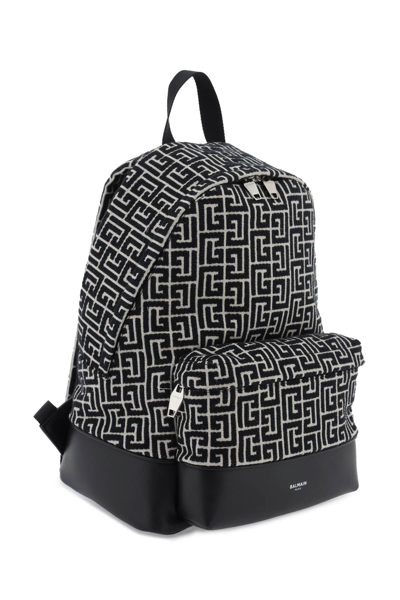 Shop Balmain Jacquard Backpack With Monogram Men In Multicolor
