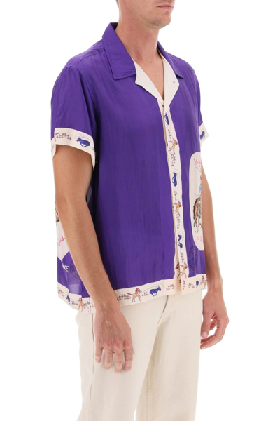 Shop Bode Round Up Bowling Shirt With Graphic Motif Men In Purple
