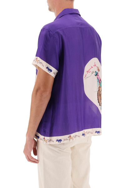 Shop Bode Round Up Bowling Shirt With Graphic Motif Men In Purple