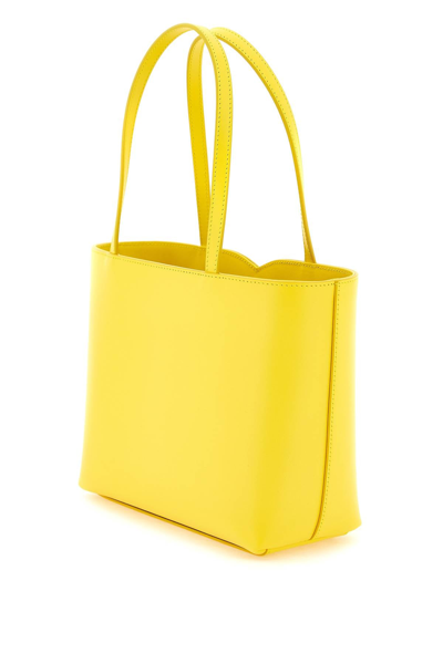 Shop Dolce & Gabbana Leather Tote Bag With Logo Women In Yellow