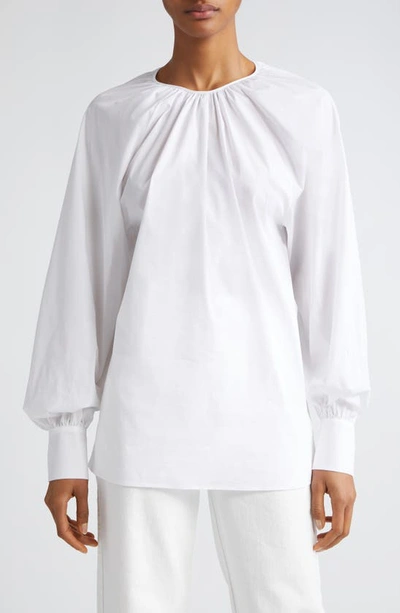 Shop Eleventy Gathered Neck Top In White