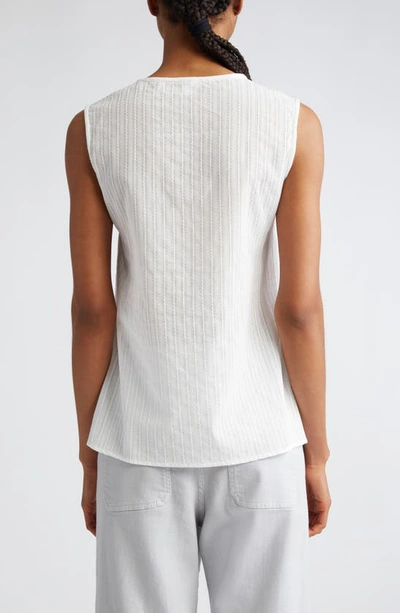 Eleventy Textured Sleeveless Button-up Shirt In White