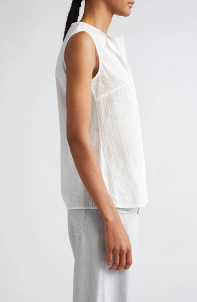 Eleventy Textured Sleeveless Button-up Shirt In White