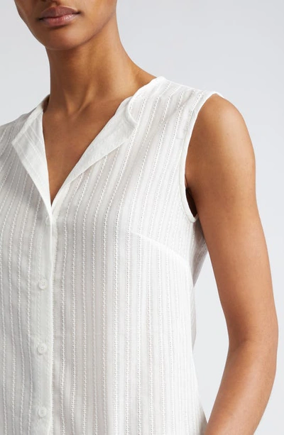 Eleventy Textured Sleeveless Button-up Shirt In White