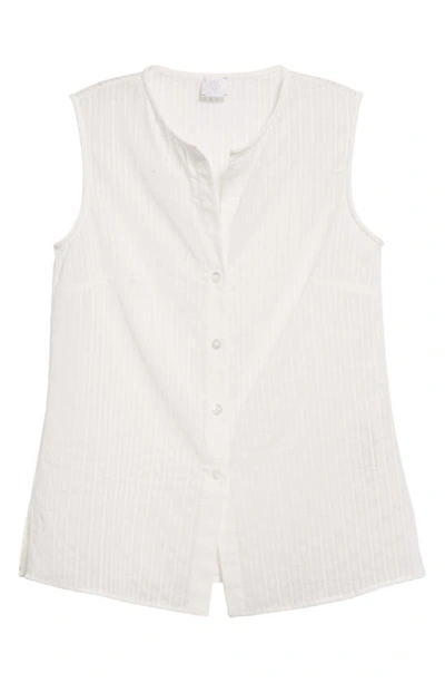 Eleventy Textured Sleeveless Button-up Shirt In White