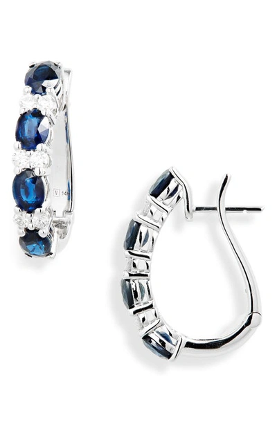 Shop Valani Atelier Alternating Sapphire & Diamond Hoop Earrings In White Gold/ Sapphire/ Diamond