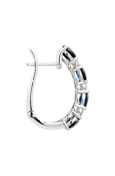 Shop Valani Atelier Alternating Sapphire & Diamond Hoop Earrings In White Gold/ Sapphire/ Diamond
