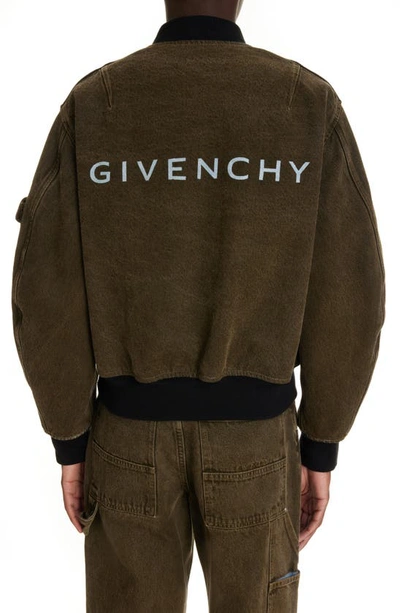 Shop Givenchy Reversible Bomber Jacket In Black/ Khaki