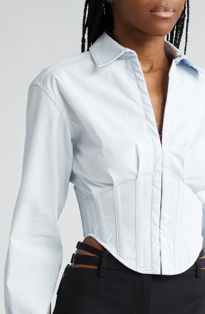 Shop Dion Lee Tuxedo Long Sleeve Corset Shirt In Steam