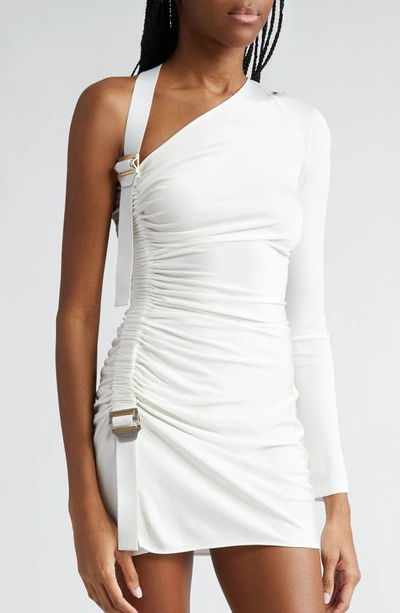 Shop Dion Lee Utility Slider Strap One Shoulder Jersey Dress In Ivory