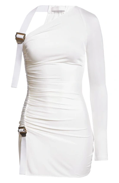 Shop Dion Lee Utility Slider Strap One Shoulder Jersey Dress In Ivory