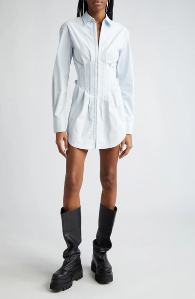Shop Dion Lee Tuxedo Corset Mini Shirtdress In Steam
