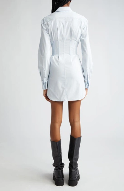 Shop Dion Lee Tuxedo Corset Mini Shirtdress In Steam