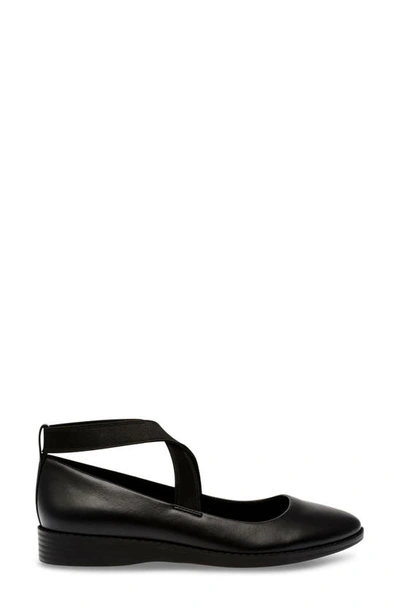 Shop Anne Klein Sasha Ankle Strap Flat In Black Leather