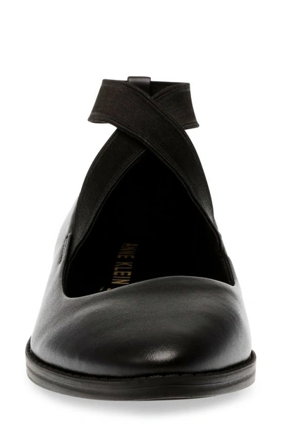 Shop Anne Klein Sasha Ankle Strap Flat In Black Leather