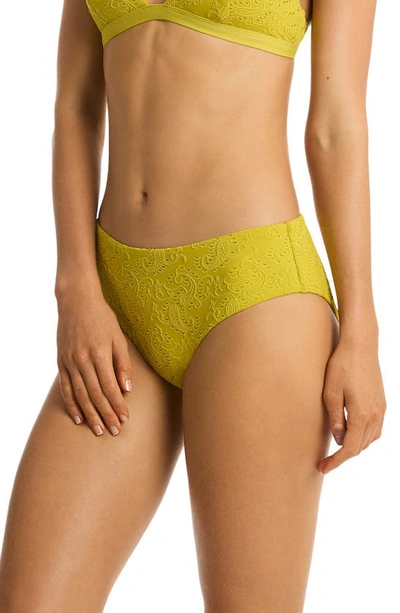Shop Sea Level Interlace Mid Bikini Bottoms In Chartreuse