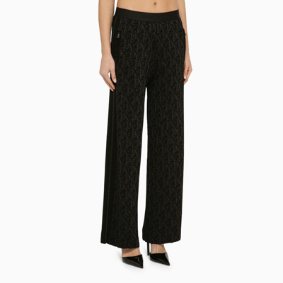 Shop Palm Angels Black Viscose Trousers With Logo Women